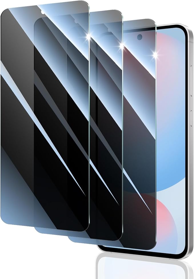 Privacy Screen Protector for Samsung Galaxy S24 FE / A56, Anti-Spy Tempered Glass, 9H Hardness Anti-Scratch, 2.5D Curved Edges, Bubble-Free Case Friendly - 3 Pack
