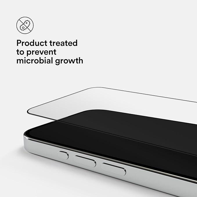BodyGuardz Pure 3 Glass Compatible with iPhone 17 and iPhone 16 Devices - Durable Anti-Glare Tempered Glass, Easy Install, Edge-to-Edge, Case-Friendly - Black Border (for iPhone 17-6.3 inch)