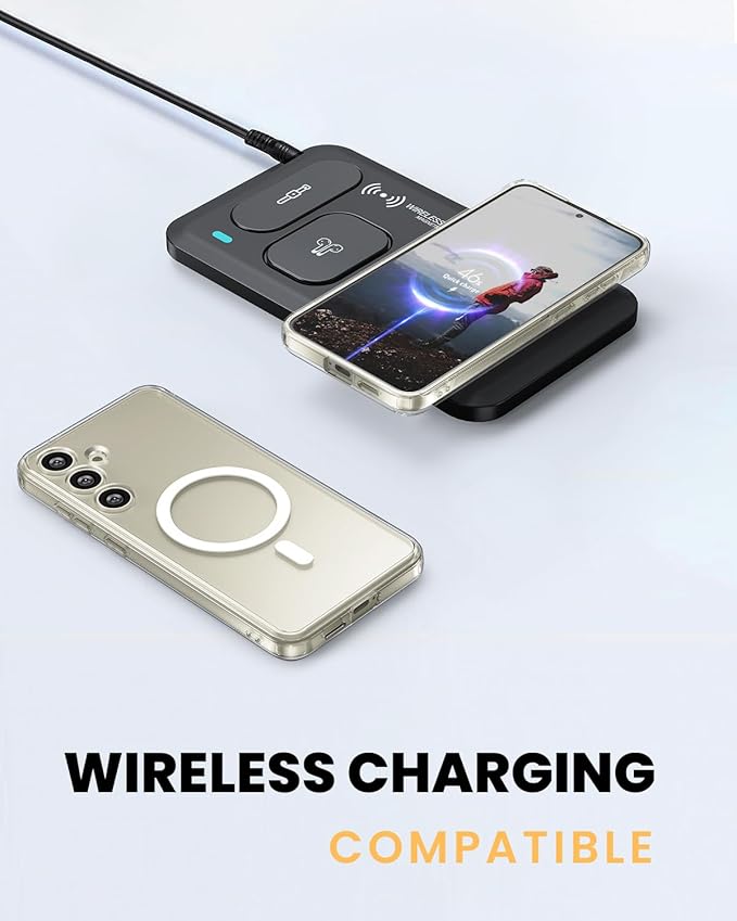 CaseBorne Slim Series Compatible with Samsung Galaxy S24 Case - [3-in-1 Combo] [Ultra Clear Hybrid Magnetic Cover] with Tempered Glass Screen Protector