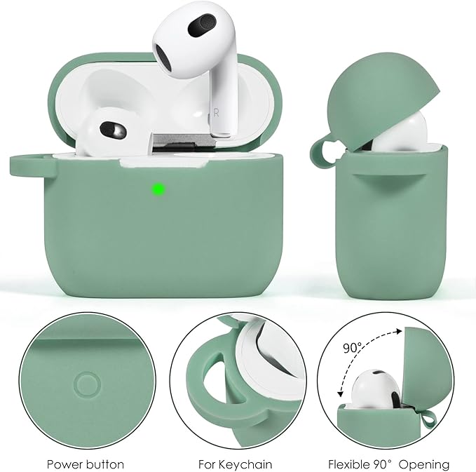 VISOOM Case for Airpods 3 Pink Airpods 3rd Cases 2021 Silicone for iPod 3 Earbuds Case Cover Women Wireless Charging Case with Accessories Girl Bling Keychain for Apple Ear Buds 3rd Generation