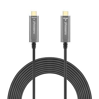 phoossno USB C to C Fiber Optic Cable 10Gbps 50FT Data Only for Camera