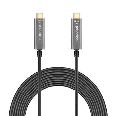 phoossno USB C to C Fiber Optic Cable 10Gbps 50FT Data Only for Camera