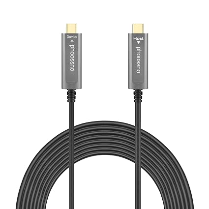phoossno USB C to C Fiber Optic Cable 10Gbps 50FT Data Only for Camera