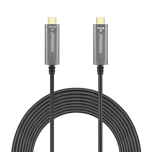 phoossno USB C to C Fiber Optic Cable 10Gbps 50FT Data Only for Camera