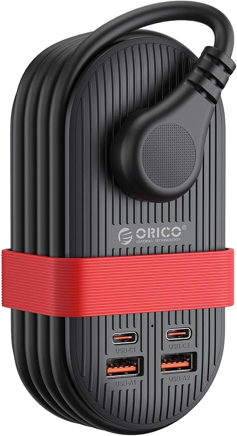 ORICO 22.5W Travel Power Strip, 7 in 1 Charging Station(3AC, 4 USB Ports)