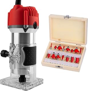 Palm Wood Router Tool, 110V 800W Wood Routers for Woodworking, 30000R/MIN Compact Edge Trimmer with 15 PCS 1/4" Router Bit Set - Image 1
