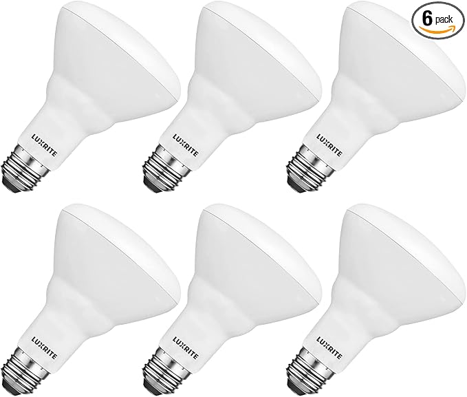LUXRITE 6-Pack BR30 LED Bulb, 65W Equivalent, 5000K Bright White, Dimmable, 650 Lumens, LED Flood Light Bulbs, 8.5W, Energy Star, E26 Medium Base, Damp Rated, Indoor/Outdoor - Living Room and Kitchen