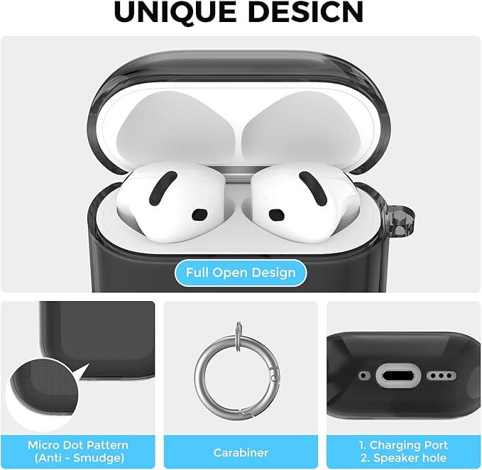 AhaStyle Clear Airpods 4 Case Cover with Cleaning Kit [Anti-Yellowing] Soft TPU Protective Covers Skin Designed for Apple AirPods 4th Generation 2024 Support USB-C Charging Case and Wireless Charging