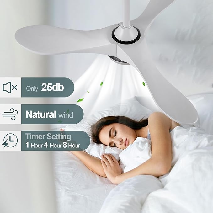 36 Inch Solid Wood Ceiling Fans with Lights and Remote Control,6 Speeds,3 Color LED Light,Reversible DC Motor,Indoor Outdoor Modern White Ceiling Fan with Light for Bedroom,Farmhouse,Patios