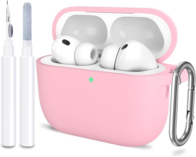 ATUAT for AirPods Pro 3 Case Cover with Cleaner, Protective Soft Silicone Skin with Keychain for Women Men for Apple AirPods Pro 3rd Generation Case(2025), Front LED Visible, Light Pink