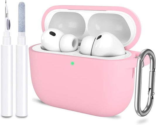 ATUAT for AirPods Pro 3 Case Cover with Cleaner, Protective Soft Silicone Skin with Keychain for Women Men for Apple AirPods Pro 3rd Generation Case(2025), Front LED Visible, Light Pink