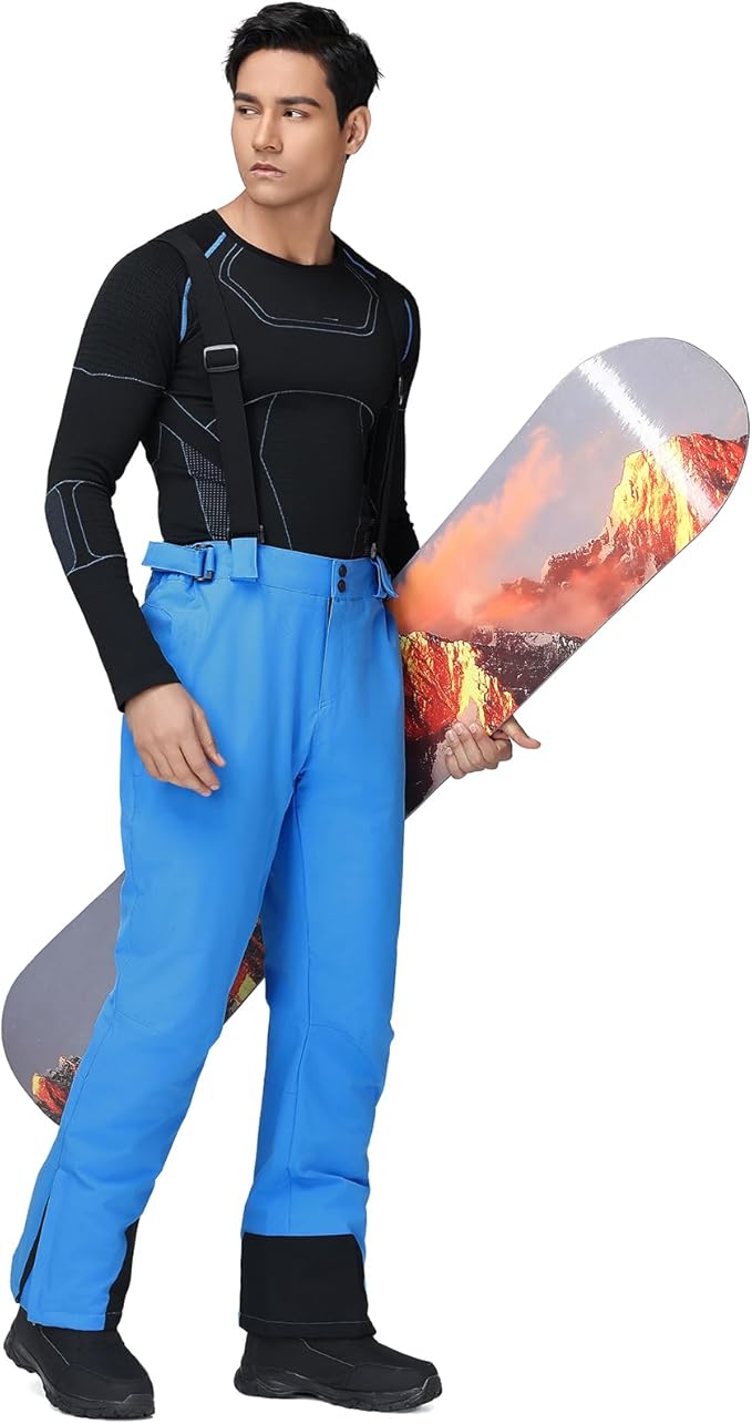 RIUIYELE Men's Ski Pants Insulated Snow Bibs Warm Winter Snowboard Bibs Overalls Waterproof Winterproof with Suspenders