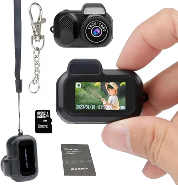 Galatee Keychain Camera, 1080P mini Pixel, Micro mini DV/Camcorder, Portable Chain with Eight Filters, Long Battery Life for Indoor and Outdoor use (32G)