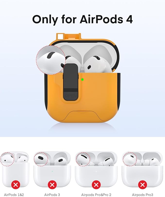 Maxjoy for AirPods 4 Case with Lock, AirPods 4th Generation Case Cover with Cleaner Kit Shockproof AirPod Gen 4 Protective Cases with Keychain Compatible with Apple AirPods4 2024, Yellow