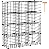 C&AHOME Wire Cube Storage, 12-Cube Storage Organizer Metal, C Grids, Black