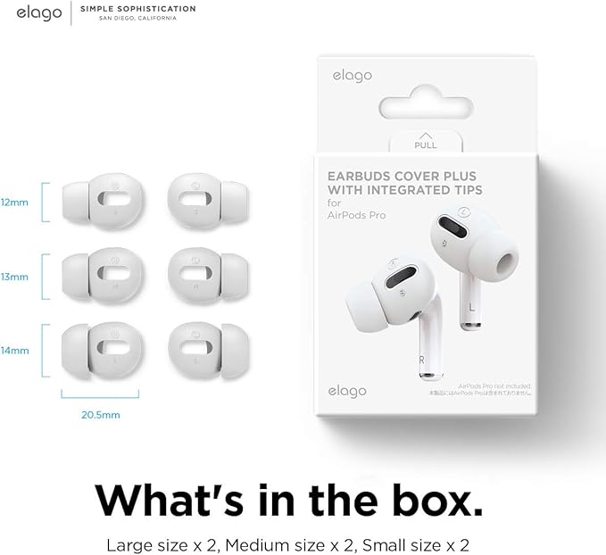 elago [6 Pairs AirPods Pro Ear Tips with Integrated Earbuds Cover Designed for Apple AirPods Pro, Fit in The Case, Anti-Slip, [3 Sizes: Large + Medium + Small] [US Patent Registered] (White)