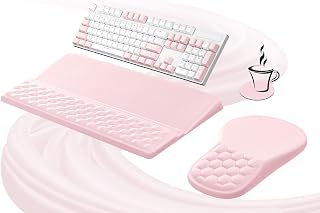 Ospelelf Ergonomic Mouse Pad and Keyboard Stand Wrist Rest Set, Memory Foam Comfort, Pain Relief for Typing, Office Desk Accessories, Pink - Image 1