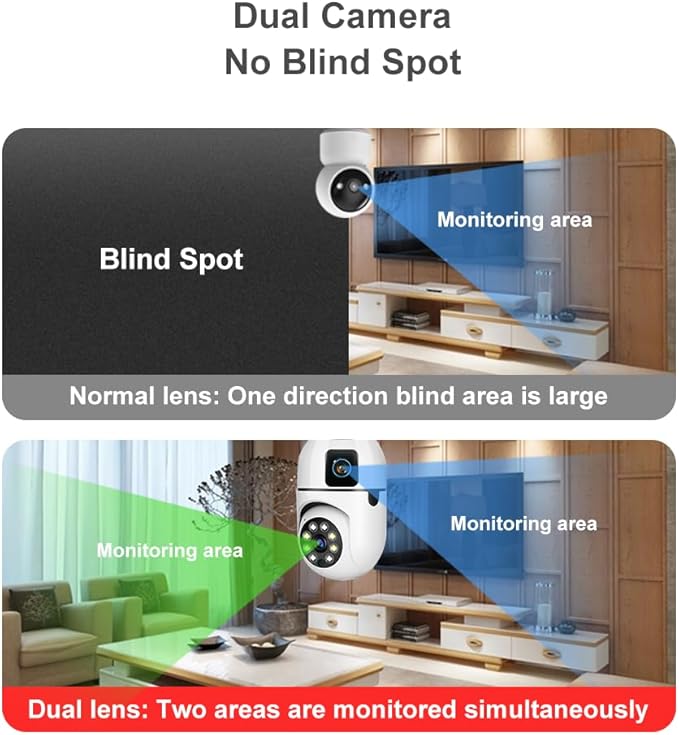 6MP Dual-Lens Light Bulb Security Camera, TUYA Indoor 360° Pan/Tilt WiFi Cam with Auto Tracking, Color Night Vision, Motion Alerts, 2-Way Audio, Pet/Baby Monitor, E27 Socket