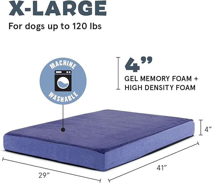 Barkbox Orthopedic Dog Bed | Comfortable Memory Foam Mattress for Joint Relief | Head and Neck Support Waterproof with Non Skid Bottom | Calming Durable Bed with Washable Cover | XL, Navy