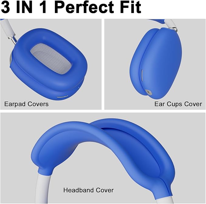 ATUAT for AirPods Max Headphones Case, Protective Silicone Case Cover Skin Accessories Anti-Scratch for Women Men for Apple AirPods Max 2024/2020 (USB-C/Lightning), Blue