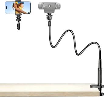 Webcam Stand Camera Desk Mount with Phone Holder for Logitech C922 GoPro