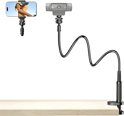 Webcam Stand Camera Desk Mount with Phone Holder for Logitech C922 GoPro