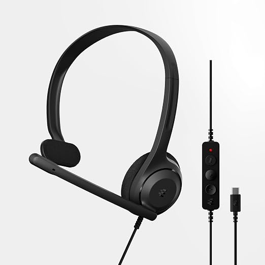 EPOS C1 USB C Mono Headset - Single-Sided Wired Headset with Noise Canceling Mic, Ultra-Light Design, Premium Clarity, USB-C Plug, Chromebook Certified, Perfect for Business Calls & Office Use