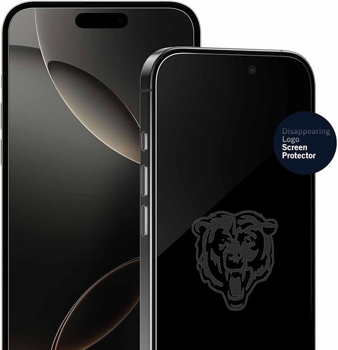 NFL Chicago Bears Clear Screen Protectors for iPhone 15 Pro Max/15 Plus/16 Plus - with Disappearing Logo - Scratch-Resistant and Easy-to-Install Screen Protectors (Includes Installation Tray)