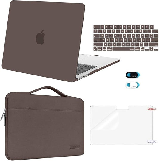 MOSISO Compatible with MacBook Air 13 inch Case M5 2026 M4 2025 M3 M2 2024-2022 A3449 A3240 A3113 A2681,Hard Shell&Sleeve Bag&Keyboard Skin&Webcam Cover&ScreenFilm for MacBook Air 13.6, Beige Brown