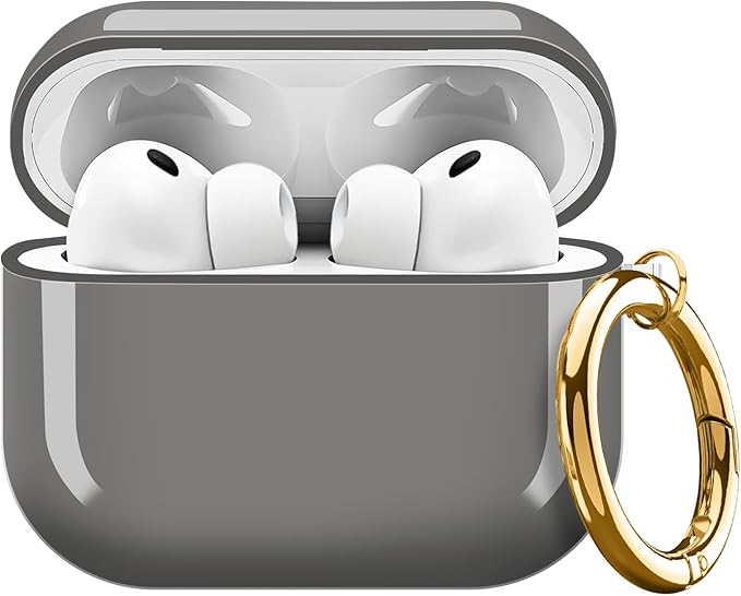 AirPod Pro 3 (2025) Case Cover for Women, Cute Shockproof Protective Case with Gold Round Buckle, Anti-Drop Design Compatible with Apple AirPods Pro 3rd Generation (USB-C Cable) huise