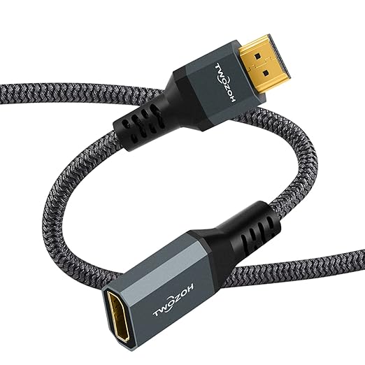 Twozoh 8K 4K HDMI Extension Cable, HDMI 2.1 Male to Female Cable, Nylon Braided HDMI Extender Cable Support 8K@60Hz 4K@120Hz 48gbps（5FT）