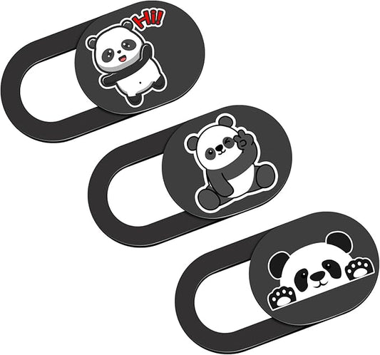 Laptop Camera Cover Slide, Panda Webcam Cover, 0.02 inch Cute Laptop Accessories for iPhone iPad iMac MacBook Pro Air Laptop PC Smartphone Tablet, Camera Privacy Covers Protect Your Visual Privacy