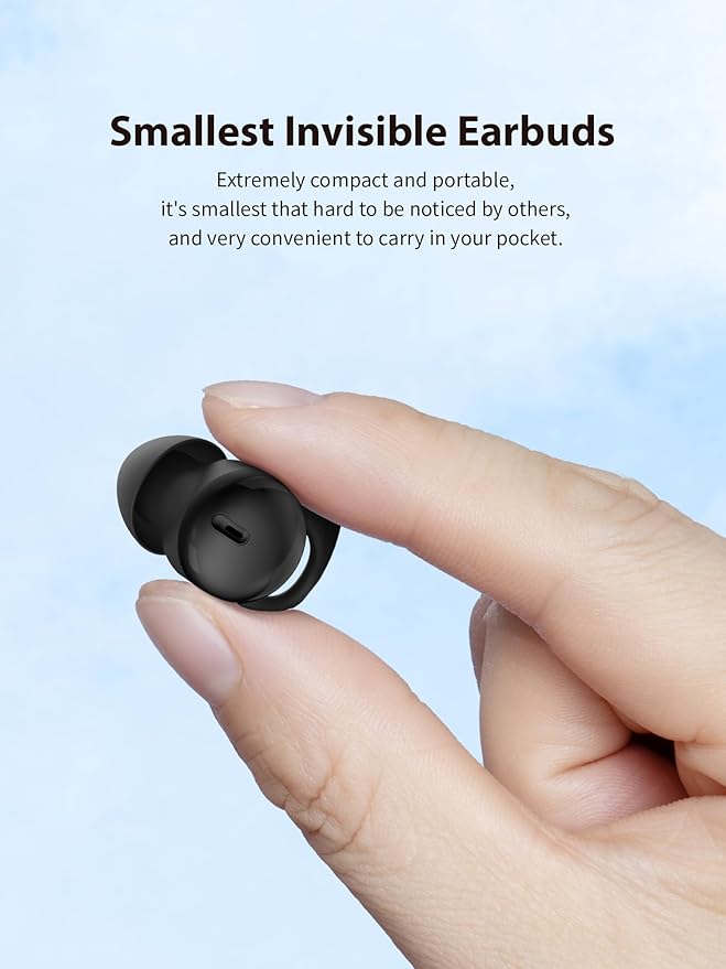 Sleep Headphones, Invisible Sleep Earbuds for Side Sleepers, Mini Noise Blocking Sleep Earphones, Bluetooth 5.3 Tiny Hidden Earbuds for Work,Sleeping, Black
