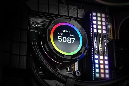 ID-COOLING SL240 CPU Liquid Cooler with Display, Customizable 2.1" LCD Display for Images or Performance Metrics, 240mm AIO Cooler, Dual AF127 ARGB Fans, Fits Intel/AMD