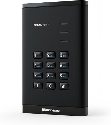 iStorage diskAshur3 SSD 512GB Black - Secure Portable Solid State Drive - Password Protected - Dust & Water Resistant - Hardware Encryption
