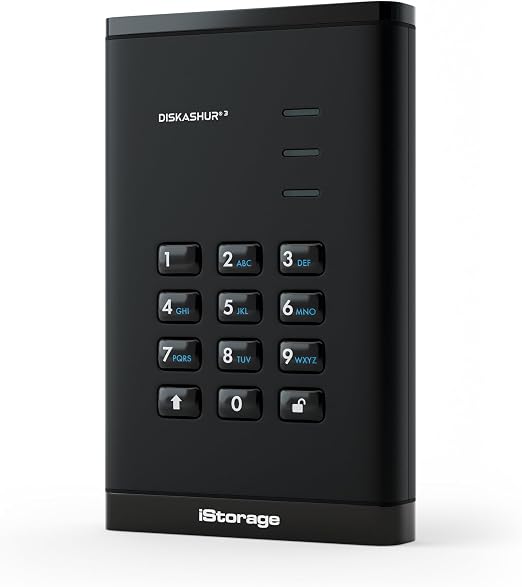 iStorage diskAshur3 SSD 512GB Black - Secure Portable Solid State Drive - Password Protected - Dust & Water Resistant - Hardware Encryption