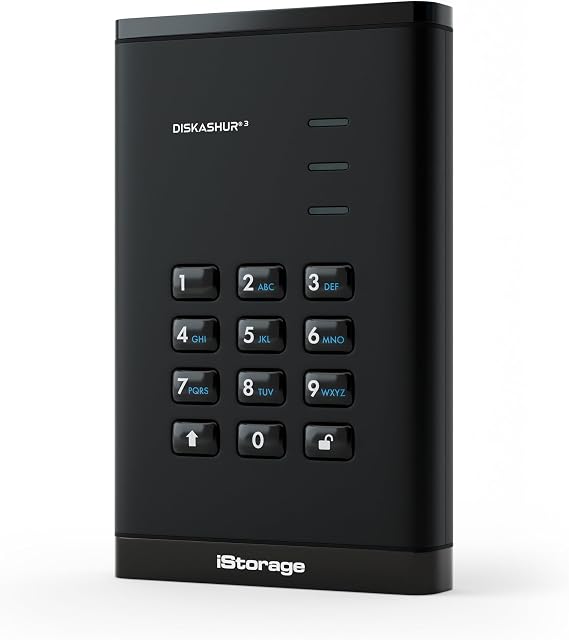 iStorage diskAshur3 SSD 512GB Black - Secure Portable Solid State Drive - Password Protected - Dust & Water Resistant - Hardware Encryption
