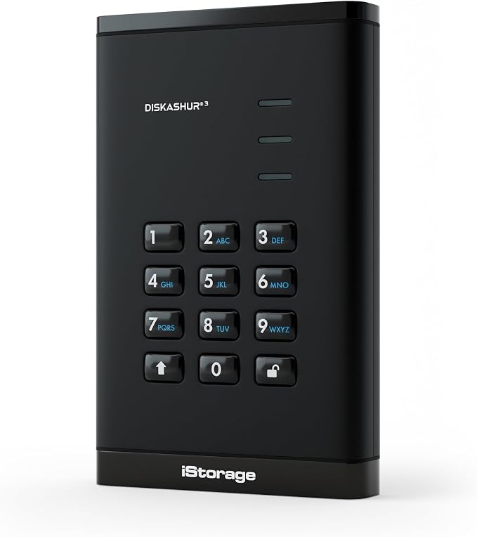 iStorage diskAshur3 SSD 512GB Black - Secure Portable Solid State Drive - Password Protected - Dust & Water Resistant - Hardware Encryption