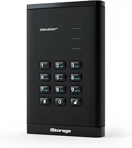 iStorage diskAshur3 SSD 512GB Black - Secure Portable Solid State Drive - Password Protected - Dust & Water Resistant - Hardware Encryption