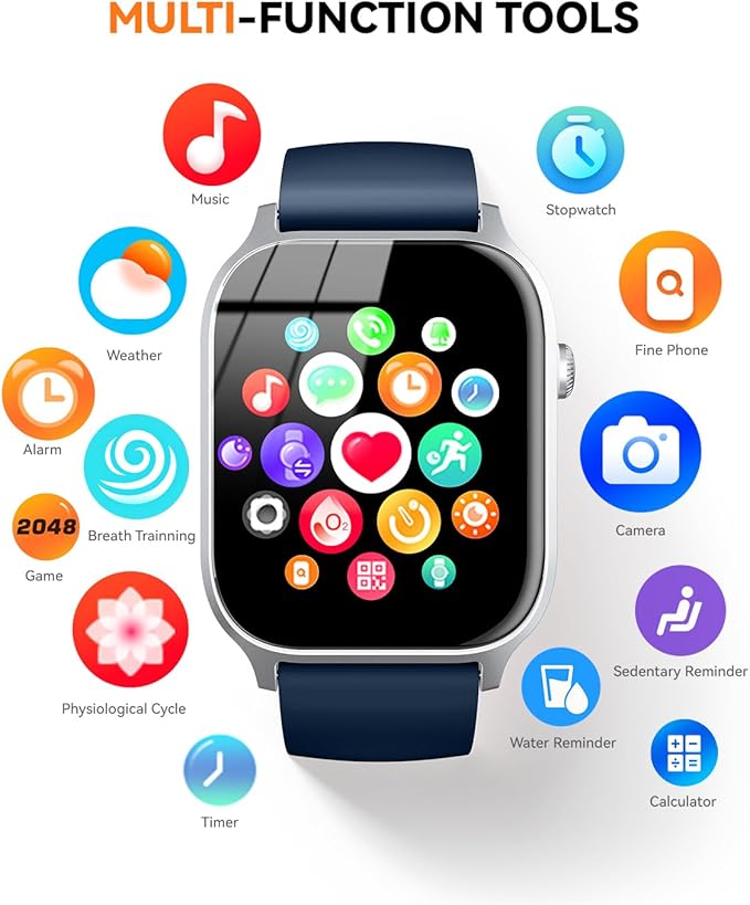 Smart Watches for Women Men, Fitness Tracker Watch with 110 Sports Modes, Step Counter/Sleep Monitor/Pedometer, IP68 Waterproof, Bluetooth Call & Music Control Smartwatch for iPhone/Android,Blue