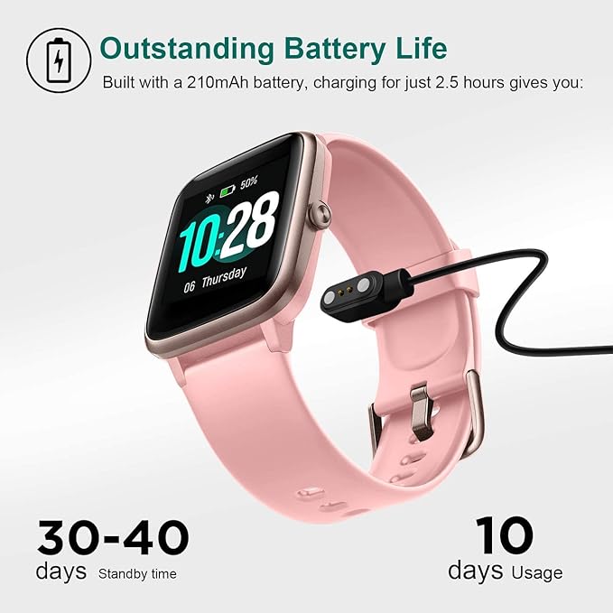 Smart Watch for iPhone/Android, Activity Fitness Tracker with IP68 Waterproof for Men Women, Smartwatch with 1.3" Full-Touch Color Screen, Step, Pedometer, Heart Rate Monitoring & Sleep Monitor, Pink
