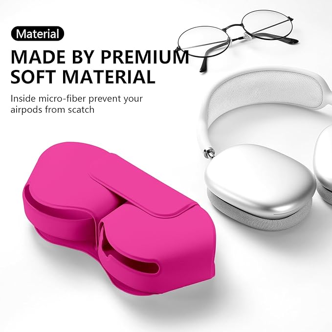 for Apple Airpods Max Case,Headphones Protective Case for AirPod Max Supports Sleep Mode, Anti-Scratch and Anti-Dust,Airpod Pro Max by PU Leather,Rose red 2