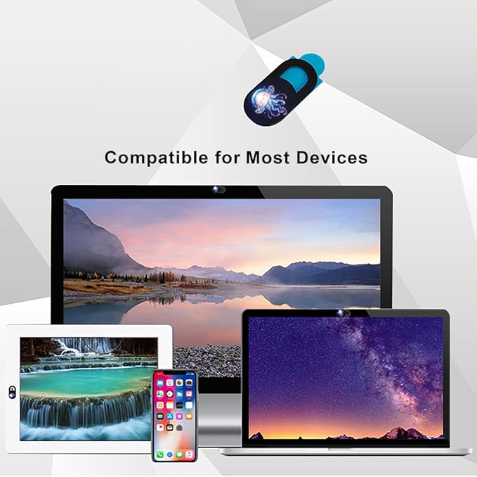 SIREG Webcam Cover Ultra Thin - Web Camera Cover fits Laptop,Tablet,PC,Computer, Smartphone, Protect Your Privacy and Security,Strong Adhesive (Jellyfish A- 3 Pack)