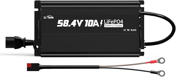 LiTime 48V 10A Lithium Battery Charger, 0V Activation, 58.4V Output AC-DC
