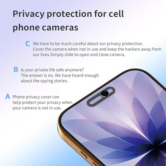 Front Camera Cover(3-Pack), Phone Webcam Protection Blocker Fit for iPhone 14Pro/14Pro Max/15/15Plus/15Pro/15Pro Max/16/16Pro/16Pro Max/17/17plus/17Pro/17 Pro Max, Protect Privacy and Security(Black)