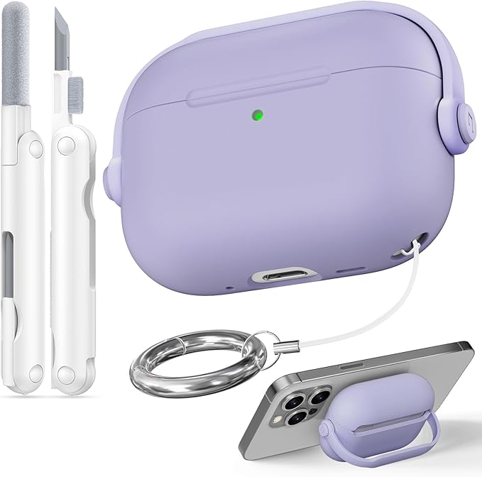 for Airpods Pro 3 Case,Safety Lock Cases for Apple Airpod Pro 3 (2025) with Cleaner Kit, Drop Protection Air pods Pro3 Case Cover for Men for Women with Keychain,Fantasy Purple