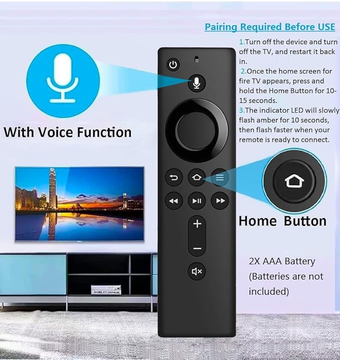 Voice Remote Replacement Stick TV 3rd Gen L5B83H, Compatible for 2nd/ 3rd Gen Smart TVs Stick, Fit for TVs Cube 1st Gen/Later, Stick Lite/4K Max/Bundle 2nd Gen and Later