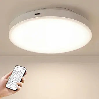 10,000mAh Rechargeable Radar Motion Sensor Ceiling Light with Remote, 7.68" Wireless LED Light No Wiring, 3 Color Temperatures, Dimmable Always-on Mode, Battery Powered for Shower Closet Shed Garage