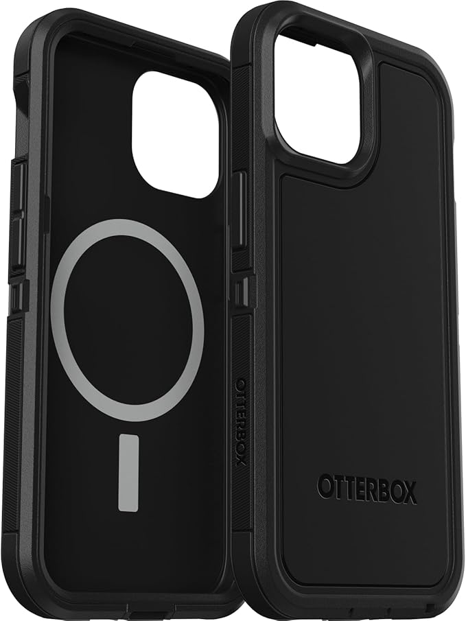 OtterBox iPhone 16e, 15, 14, & 13 Defender Series XT Case - Black, screenless, Rugged, Snaps to MagSafe, Lanyard Attachment
