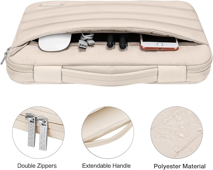 MOSISO Compatible with MacBook Air 13 inch Case M5 2026 M4 2025 M3 M2 2024-2022 A3449 A3240 A3113 A2681, Hard Case&Puffy Bag&Keyboard Cover&Webcam Cover&ScreenFilm for MacBook Air 13.6, Sand